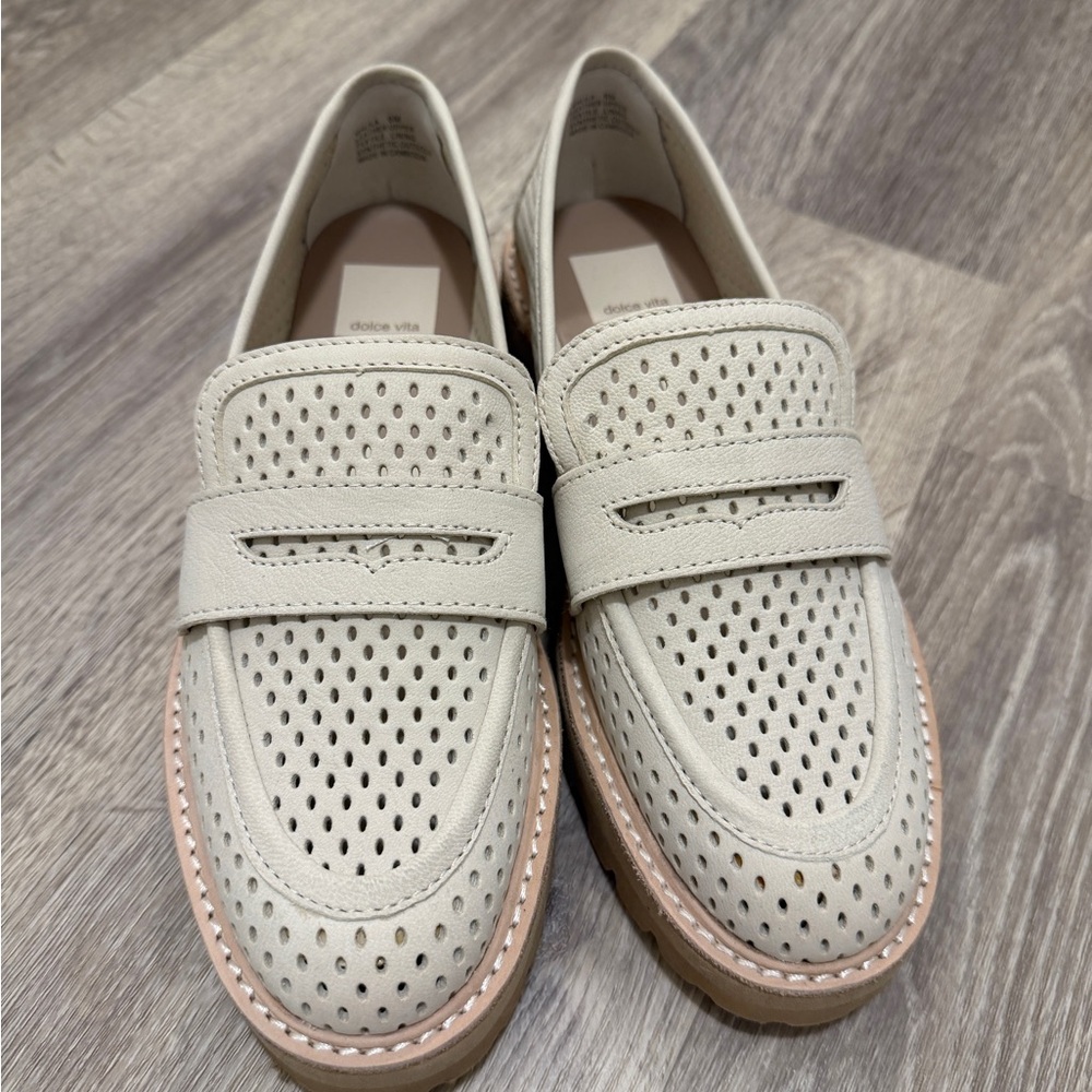 Dolce Vita Ivory Perforated Loafers - Picture 5 of 7